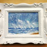 " VELE ALLA PARTENZA " Quadro originale dipinto ad olio a spatola su pannello telato  N.A.1140 con AUTENTICA a tergo !