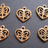6 Charm ciondoli a cuore color oro