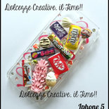 Cover Iphone 5 panna, cupcake, fragole, kinder bueno, big babol, kit kat, milk, fruit joy, m&m