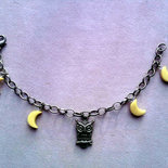 Braccialetto con gufo e lune fimo