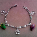 Braccialetto con uccellini e fiori fimo