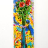 " VASO CON FIORI " Quadro originale dipinto ad olio su tavola N.A.860 con AUTENTICA a tergo !