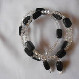 bracciale armonico con bicono e pietre dure nere