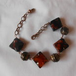 bracciale ramato con agate striate marroni