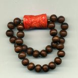 Bracciale a due fili in legno e corallo bambu'