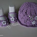 Completino Scarpe + Cappello "Fiori di lillà"