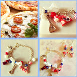Completo orecchini e bracciale in fimo - "I love pizza"
