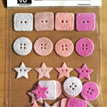 24 Stickers a bottoni adesivi in feltro - Pink