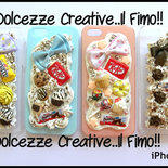 Cover Iphone 5 trasparente panna, cioccolato, fiocco , cupcake e kinder fetta al latte
