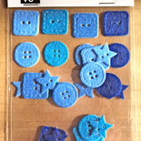 24 Stickers a bottoni adesivi in feltro - Blue