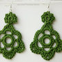 Orecchini crochet fiore grande verde