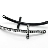 Connettori forma Croce Nero con Strass 5.2x1.5cm