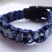 BRACCIALE ACQUAMARINA SU CINTURINO TESSUTO COTONE, CHIUSURA FIBBIA QUADRATA METALLICA, LAVORAZIONE MACRAME' CON COTONE CERATO tutto fatto a mano