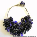 Collana "deep purple" in cocco viola e puro lino - FREE SHIPPING Worldwide