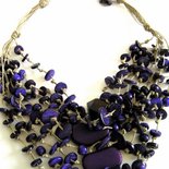 Collana "deep purple 2" in cocco viola e puro lino - FREE SHIPPING Worldwide