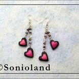 Orecchini Cuori nero rosa