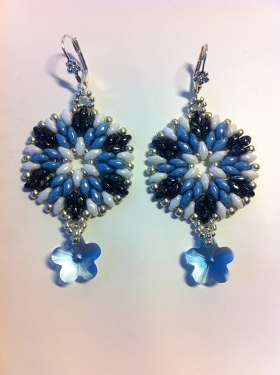 Orecchini con superduo e con fire Swarovski Orecchini con superduo e con fire Swarovski