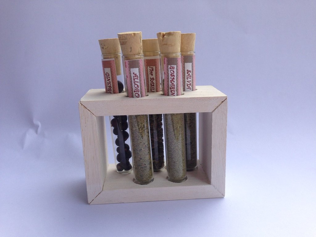 Porta spezie, con contenitori in vetro e supporto in legno, ottima ... Portaspezie shabby
