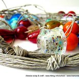 Collana "caramelle" con murrine di vetro e filato di puro lino - FREE SHIPPING