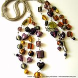 Collana "cascata di murrine" con murrine di vetro e filato di puro lino - FREE SHIPPING 