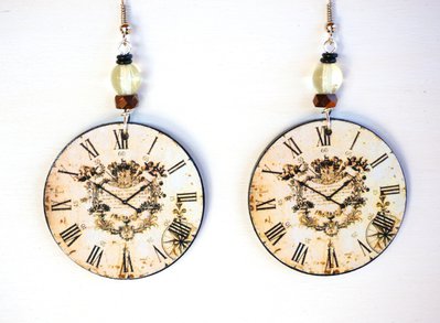 Orecchini decoupage OROLOGIO VINTAGE - un aiuto agli animali abbandonati, negozio solidale pro cani e gatti di Treviso Orecchini decoupage OROLOGIO VINTAGE - un aiuto agli animali abbandonati, negozio solidale pro cani e gatti di Treviso