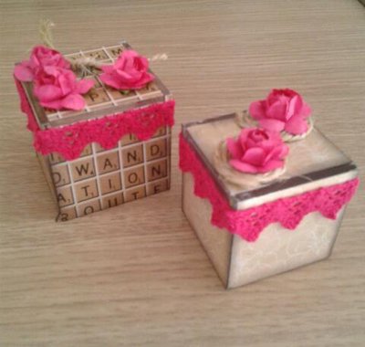 Cofanetti Plexiglass rivestiti in stile "scrap booking" Cofanetti Plexiglass rivestiti in stile "scrap booking"