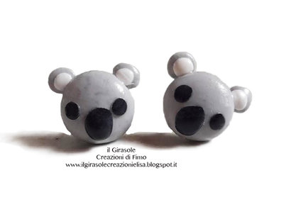 Orecchini a perno con Koala in fimo Orecchini a perno con Koala in fimo
