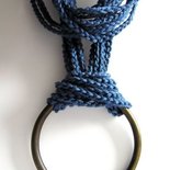 Blu and vintage brass crochet necklace - FREE SHIPPING WORLDWIDE