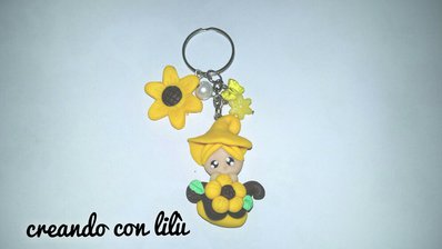 portachiavi ciondolo in fimo folletto girasole portachiavi ciondolo in fimo folletto girasole