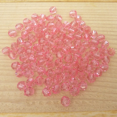 100 Perline 6 mm perle col. rosa trasparente 100 Perline 6 mm perle col. rosa trasparente