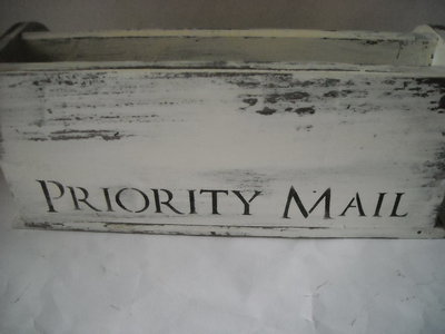 Porta posta appoggio stile shabby chic stencil fiocchetti in pol ... Porta lettere shabby