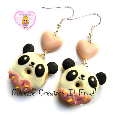 Orecchini ciambelle donut - panda con glassa . pastel goth kawaii Orecchini ciambelle donut - panda con glassa . pastel goth kawaii
