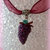 Girocollo in organza vinaccia,componenti in argento e ciondolo grappolo d'uva in fimo cernit