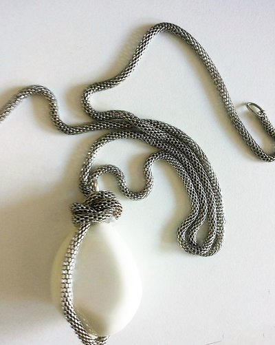 collana coda di topo argento e pietrone bianco collana coda di topo argento e pietrone bianco