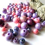 Kit "Glicine" per collane con pattern, perle in resina e filato di puro lino - FREE SHIPPING 