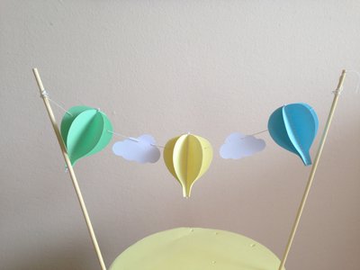 Cake topper con mongolfiere e nuvole, 3D Cake topper con mongolfiere e nuvole, 3D