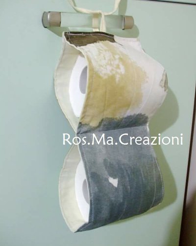 Porta Rotoli di Carta Igienica 2 scomparti in Stoffa Fatto A Mano Porta Rotoli di Carta Igienica 2 scomparti in Stoffa Fatto A Mano