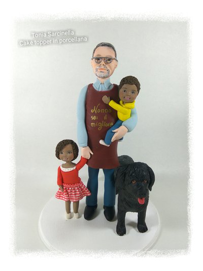 Cake topper in porcellana nonno e nipoti Cake topper in porcellana nonno e nipoti
