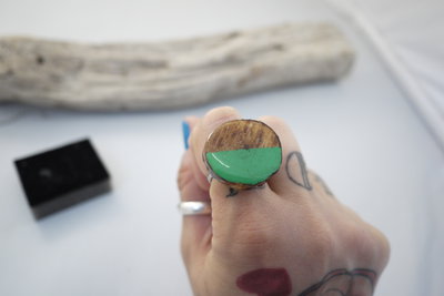 Bijoux in Legno - Anello Verde Scuro - Bijoux in Legno - Anello Verde Scuro -
