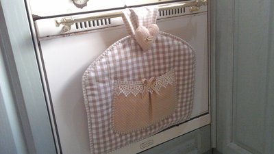 Copriforno shabby-chic per forno con maniglia stretta Copriforno shabby-chic per forno con maniglia stretta