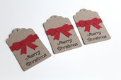 Gift tag natalizie con fiocco (3 pezzi)