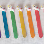 Bomboniere segnalibro legno compleanno bimba arcobaleno unicorni personalizzabili 