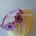Cerchietto per capelli con fiori in lana lilla