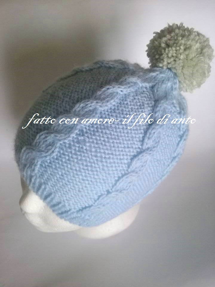 1 pezzo Cappello a maglia con pompon colorato e ricamo di