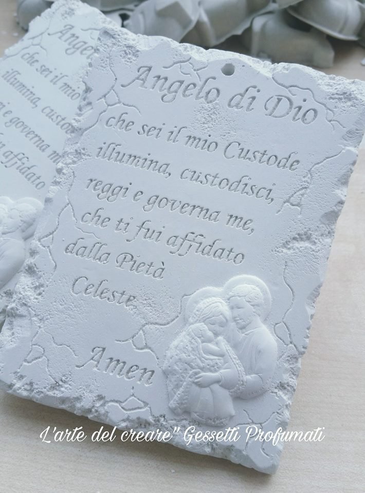 10 Gessetti Profumati Cammeo Angelo – Bomboniere Nascita E Battesimo HandMade (Nastrino Colore A Scelta)