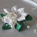 Pettine per acconciatura sposa con fiore bianco Kanzashi e perle