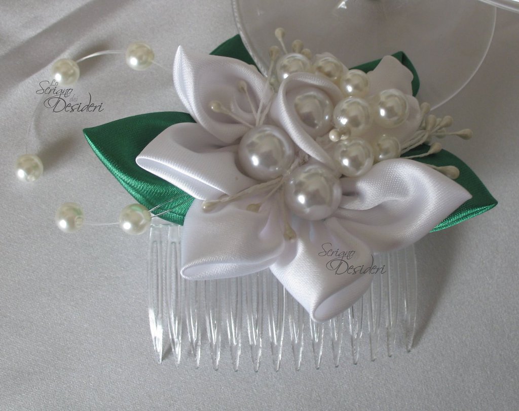 Pettine Clip Sposa Argento Con Strass - Accessorio Capelli Matrimonio Donna - Foto 2