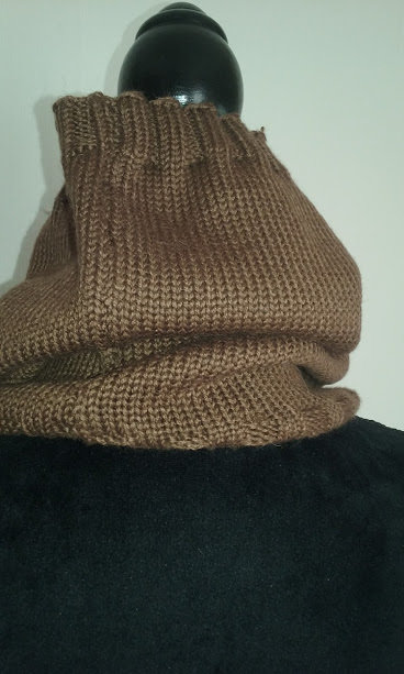 Generisch Collare scaldacollo, sciarpa da uomo per donna, invernale, doppio anello a maglia spesso, sciarpa illimitata, calda e antivento, collare per gatti con foulard, Blu, Taglia unica