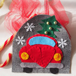 DECORAZIONE NATALIZIA(Auto in feltro).Ornamento invernale/albero di natale o la porta,la stanza dei bambini.Regalo,applicazione per cuscino