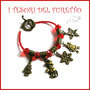 Bracciale Natale charm tibetani "Christmas  time rosso " fiocco neve omino babbo Natale albero idea regalo donna ragazza bijoux natale